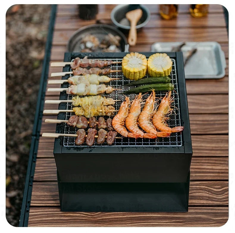 Naturehike Folding Charcoal Grill Outdoor Portable 1-2 Persons BBQ Desk Tabletop Stove Furnance Camping Picnic Barbecue Burner Cooking Grill Stand