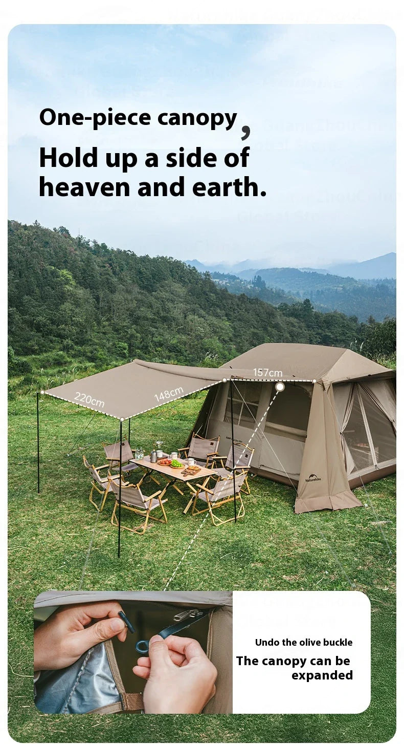 PRE-ORDER Naturehike VILLAGE 6.0 Gen 2 Flagship Edition Fast Automatic Cabin Tent Ti Black Coated Sunscreen Large 15m² Use Space 4 Person Waterproof