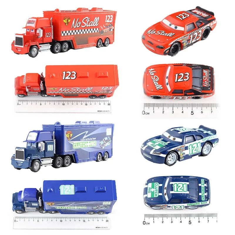 Disney Pixar Cars 3 Lightning McQueen, Jackson Storm, Cruz Ramirez, Hudson Mack Truck & Chick Hicks Toy Set