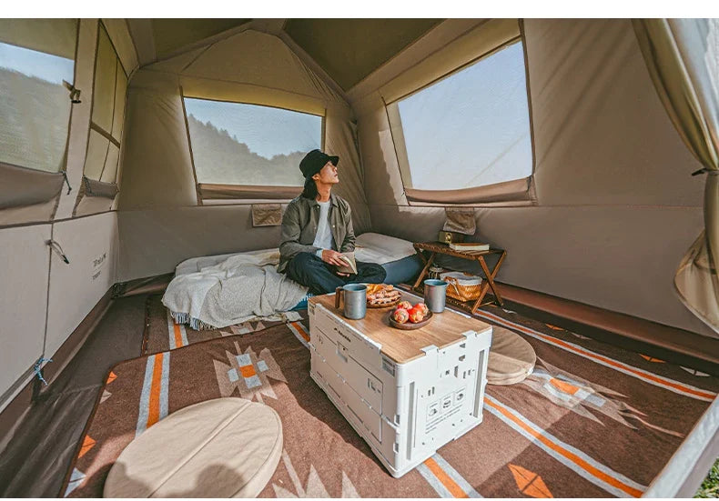 PRE-ORDER Naturehike VILLAGE 6.0 Gen 2 Flagship Edition Fast Automatic Cabin Tent Ti Black Coated Sunscreen Large 15m² Use Space 4 Person Waterproof