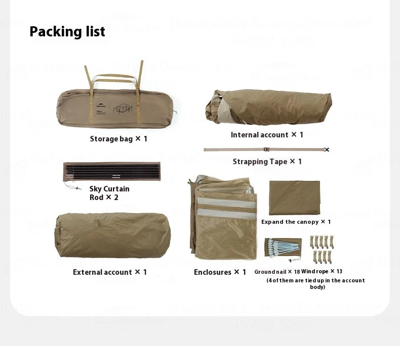 PRE-ORDER Naturehike VILLAGE 6.0 Gen 2 Flagship Edition Fast Automatic Cabin Tent Ti Black Coated Sunscreen Large 15m² Use Space 4 Person Waterproof