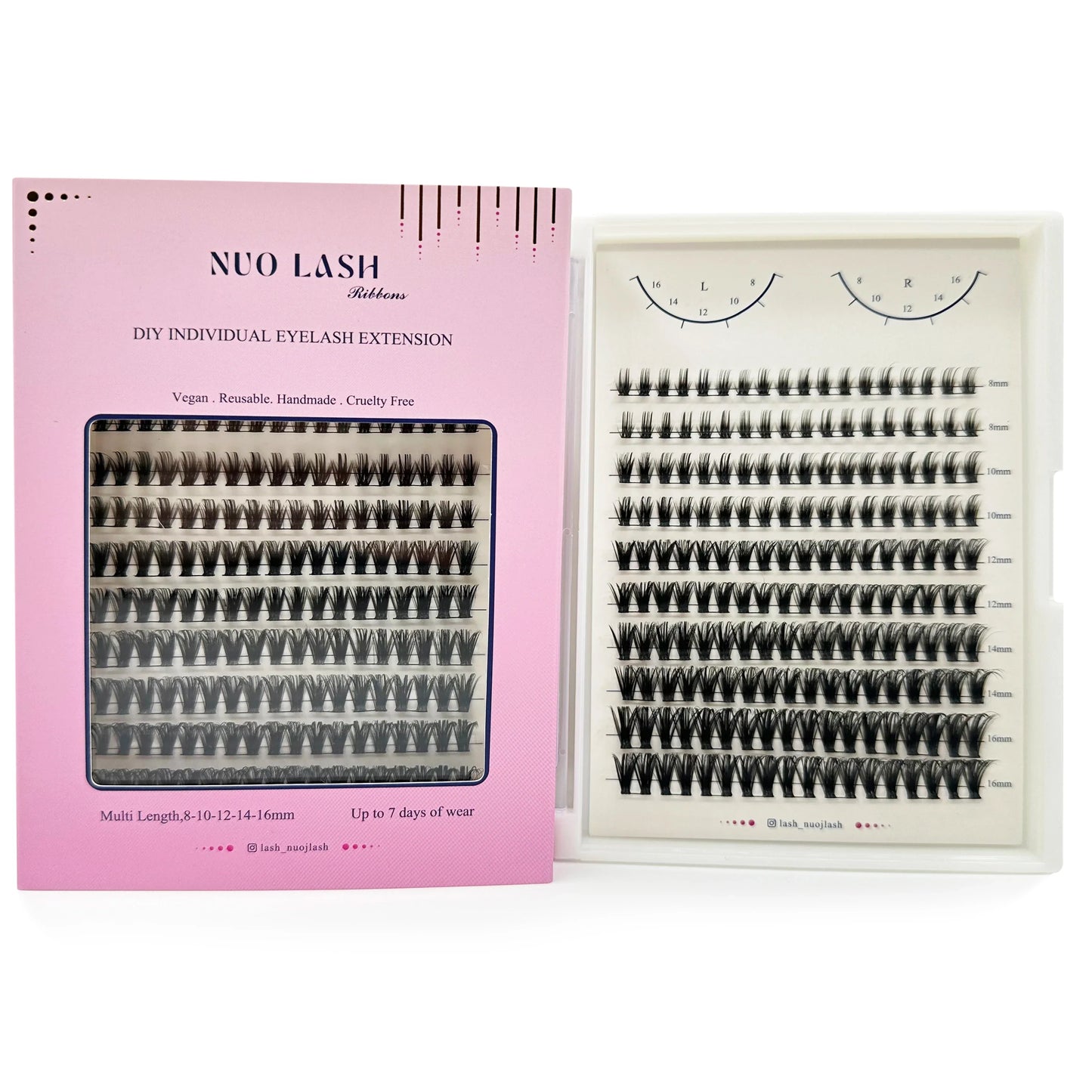 NUO Makeup Luxury DIY Cluster Lash Extension Glue-Based Percut Eyelash Segment Individual Lashes 3D Ribbon Lashes Private Label