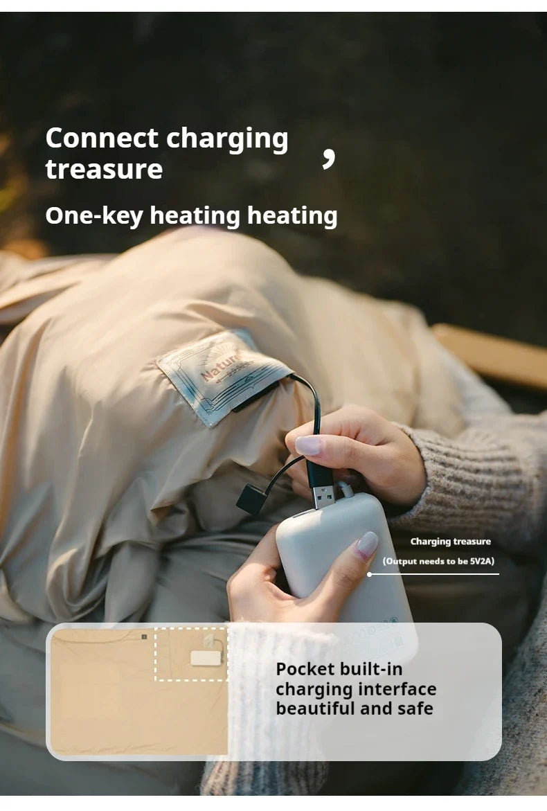 Naturehike Electric Heater Blanket Portable Ultralight Wearable Cloak Sleeping Bag Poncho Coat Winter Warm 20D 380T Nylon Fabric USB Electric Heating Quilt