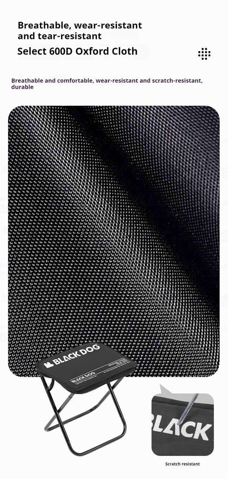 BLACKDOG Portable Folding Stool Ultralight Foldable Storage Seat Camping Fishing Mini Chair Outdoor Load 120kg 6061 Aluminum Alloy 600D Oxford Cloth