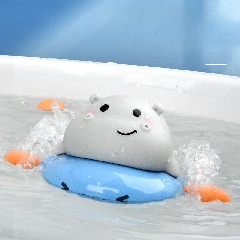 Wind-up Pig Bath Toy for Kids - Pull String Squeeze & Spray Floating Animal for Water Fun in Pool or Bathtub