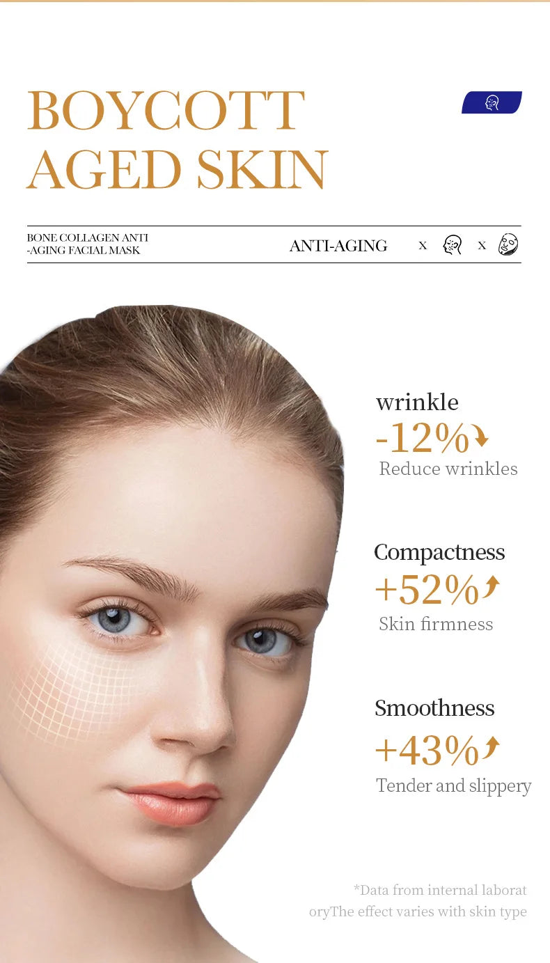 10pcs Anti-Wrinkle Collagen Face Mask – Moisturizing, Anti-Aging, Repair & Brightening Skincare Sheet Mask