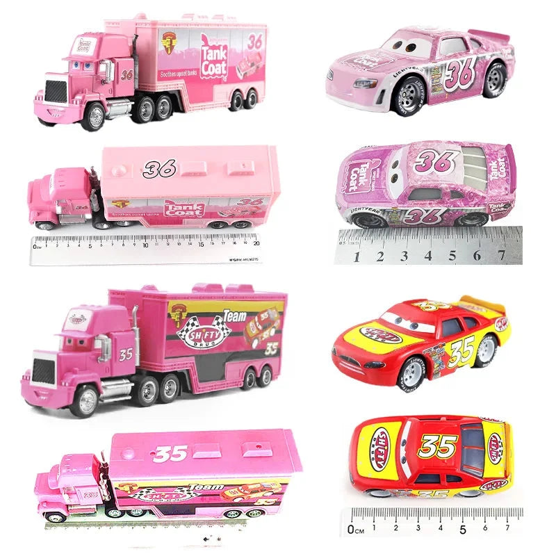 Disney Pixar Cars 3 Lightning McQueen, Jackson Storm, Cruz Ramirez, Hudson Mack Truck & Chick Hicks Toy Set