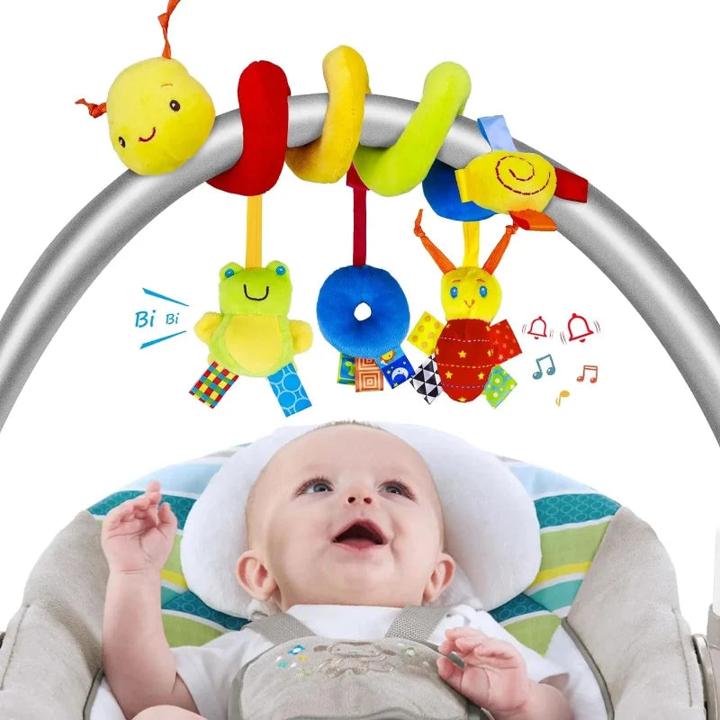 Baby Spiral Plush Activity Rattle - Sensory Hanging Toy for Newborns and Infants