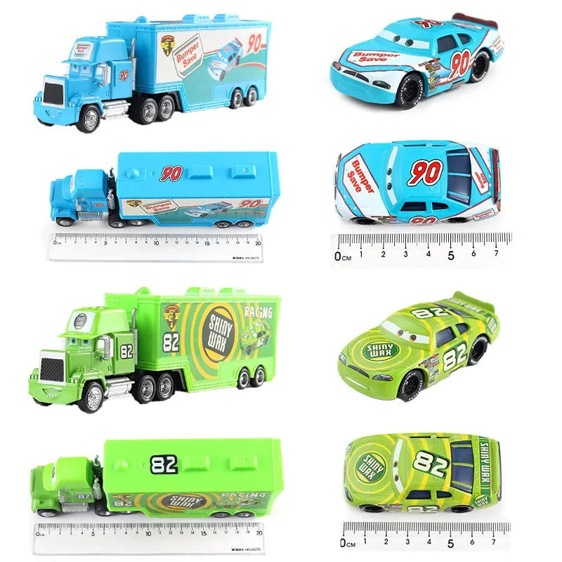 Disney Pixar Cars 3 Lightning McQueen, Jackson Storm, Cruz Ramirez, Hudson Mack Truck & Chick Hicks Toy Set