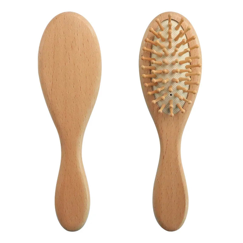 Newborn wooden comb & baby hairbrush set