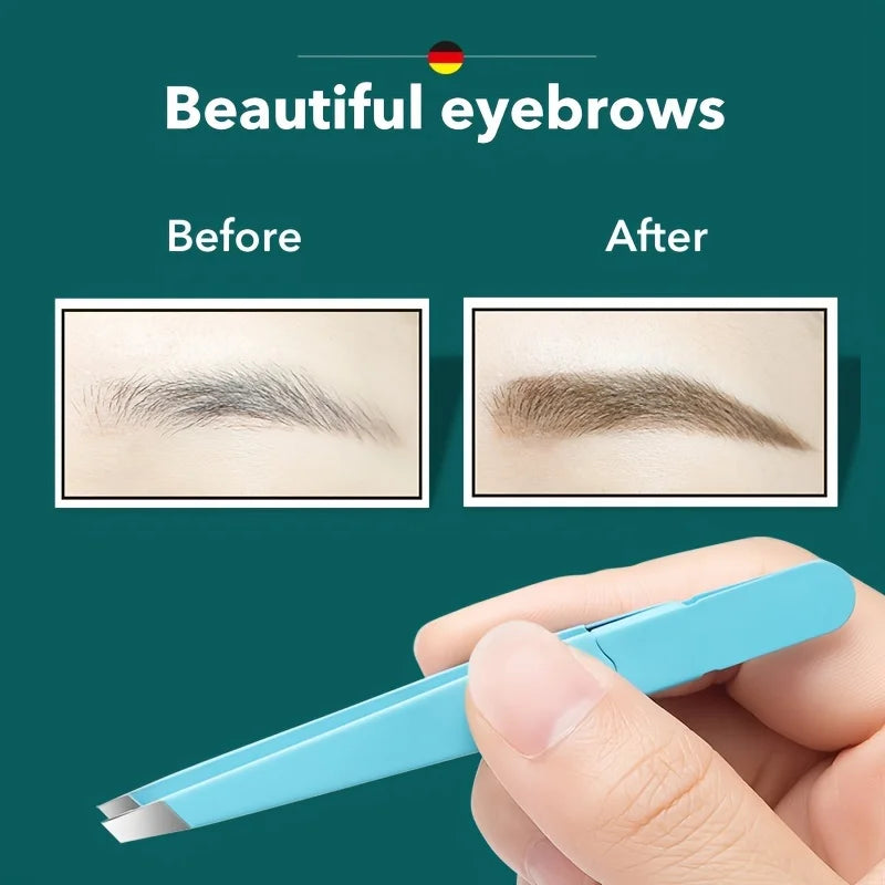 slanted stainless steel eyebrow tweezers
