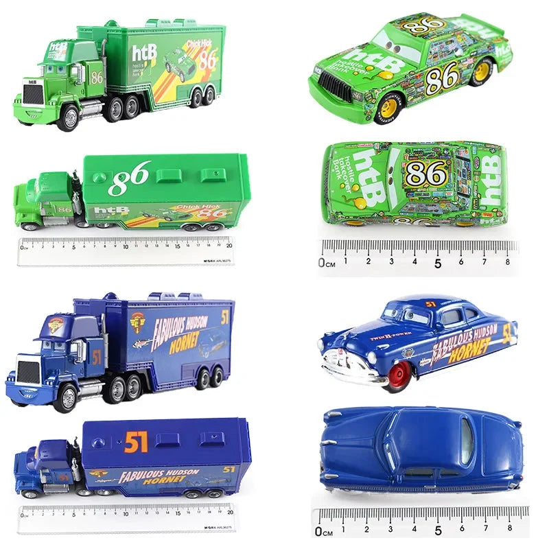 Disney Pixar Cars 3 Lightning McQueen, Jackson Storm, Cruz Ramirez, Hudson Mack Truck & Chick Hicks Toy Set