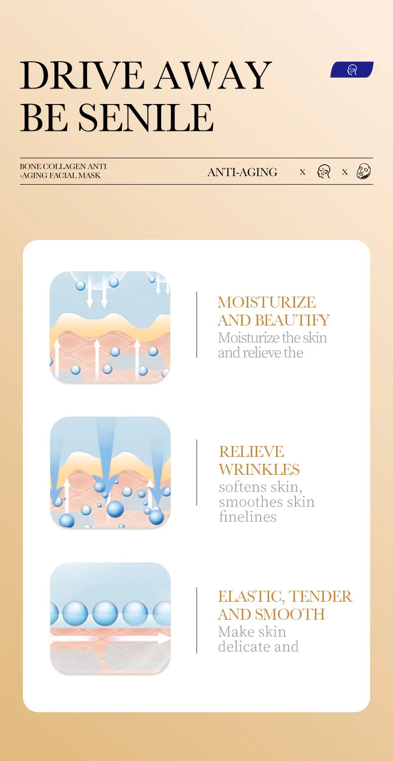 10pcs Anti-Wrinkle Collagen Face Mask – Moisturizing, Anti-Aging, Repair & Brightening Skincare Sheet Mask