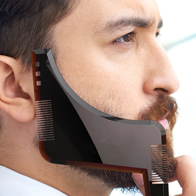 Beard Styling Shaping Template Comb Barber Tool Symmetry Trimming Shaper Stencil Beard Hair Brush Stencil Salon Styling Tools