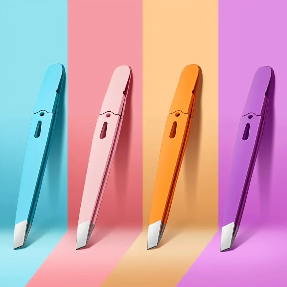 slanted stainless steel eyebrow tweezers