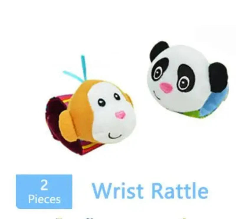 Newborn Cartoon Plush Socks Wrist Strap Rattles Baby Toys 0-36 Months