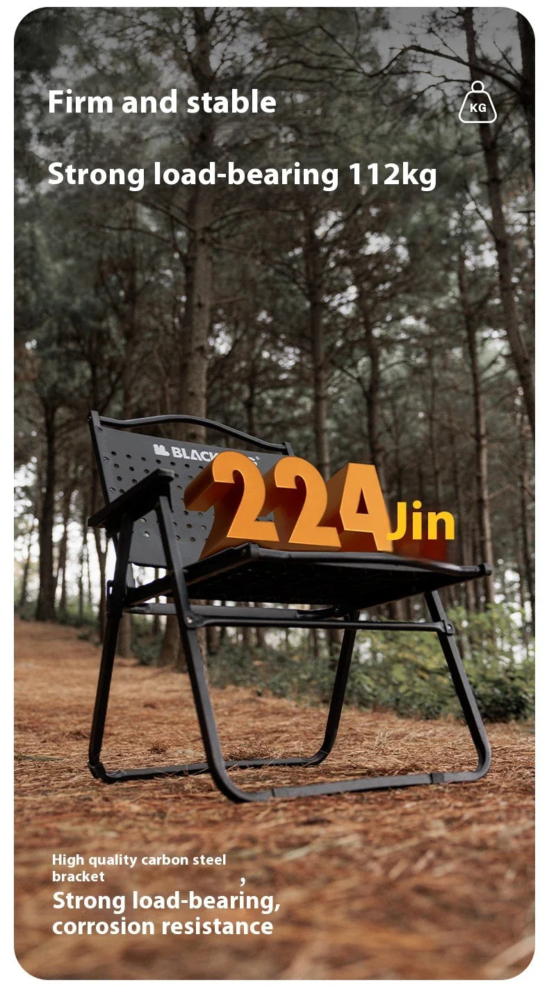 BLACKDOG HIVE Kermit Metal Chair Portable Lightweight Outdoor Folding Fishing Chair Breathable Moon Armchair Honeycomb Design Load Bearing Up To 112kg