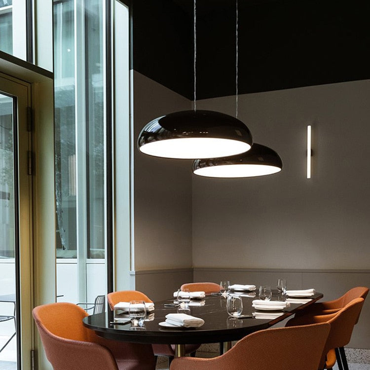 Italian Design Dome Pendant Light With Wide Curved Shade