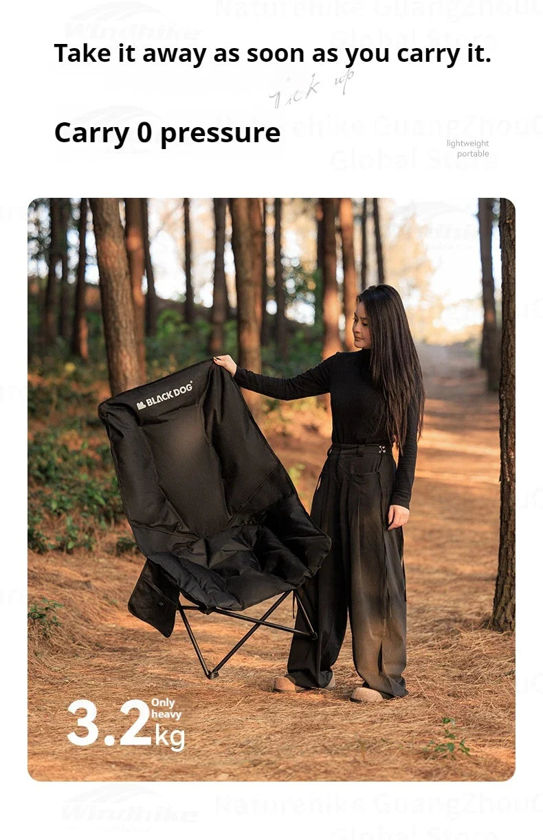 BLACKDOG Floating Moon Adjustable Recliner Folding Cotton Camping Lounge Moon Chair Carbon Steel Leisure Outdoor Fishing Picnic Thicken 600D Oxford Cloth