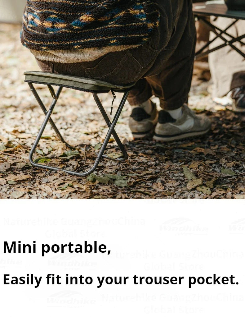 Naturehike Ultralight Folding Stool Portable Mini Chair 7075 Aluminum Alloy Fishing Outdoor Camping Chair 3CM Thick Cushion Seat Load 180kg
