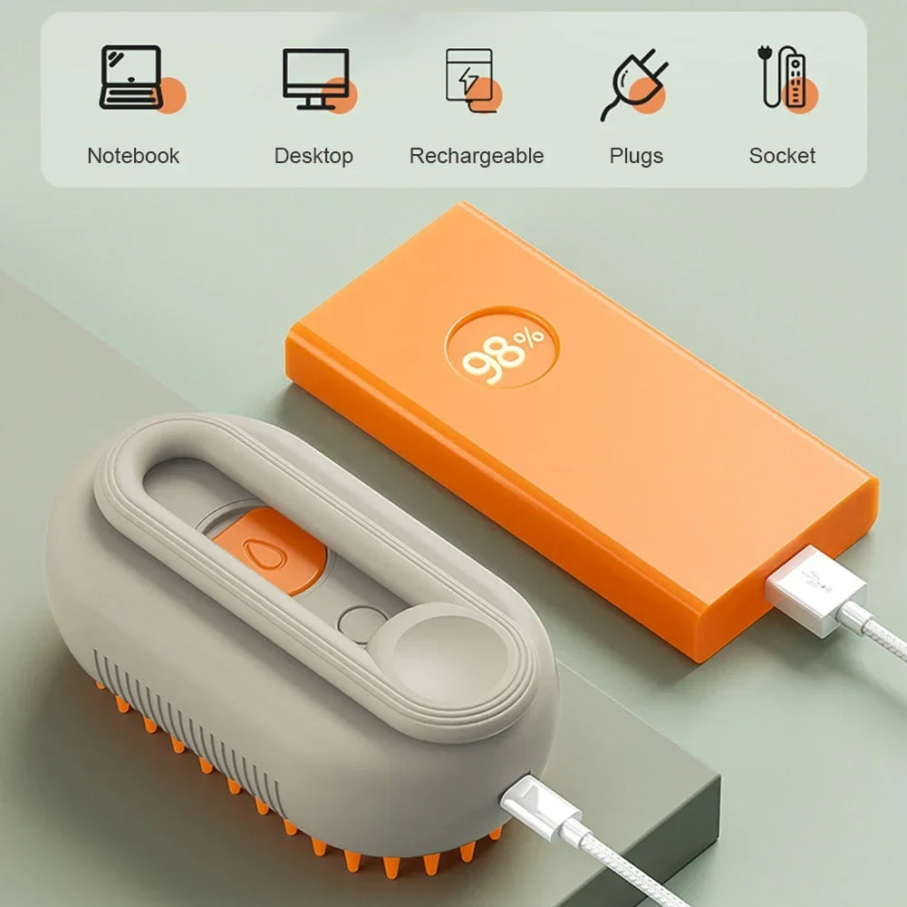 3-in-1 Steam Grooming Brush for Cats & Dogs