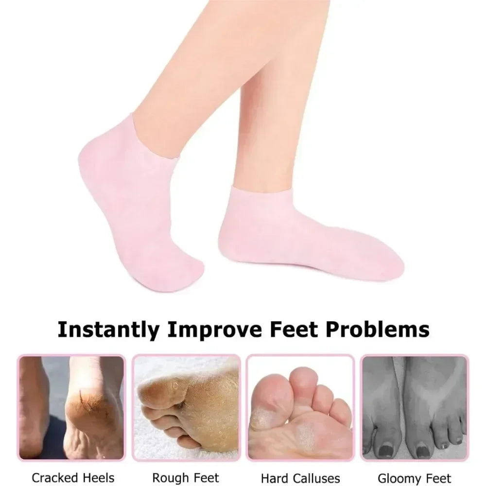 1Pair Silicone Socks Foot Spa Moisturizing Gel Sock Exfoliating and Preventing Dryness Cracked Foot Skin Care Anti Cracking Sock