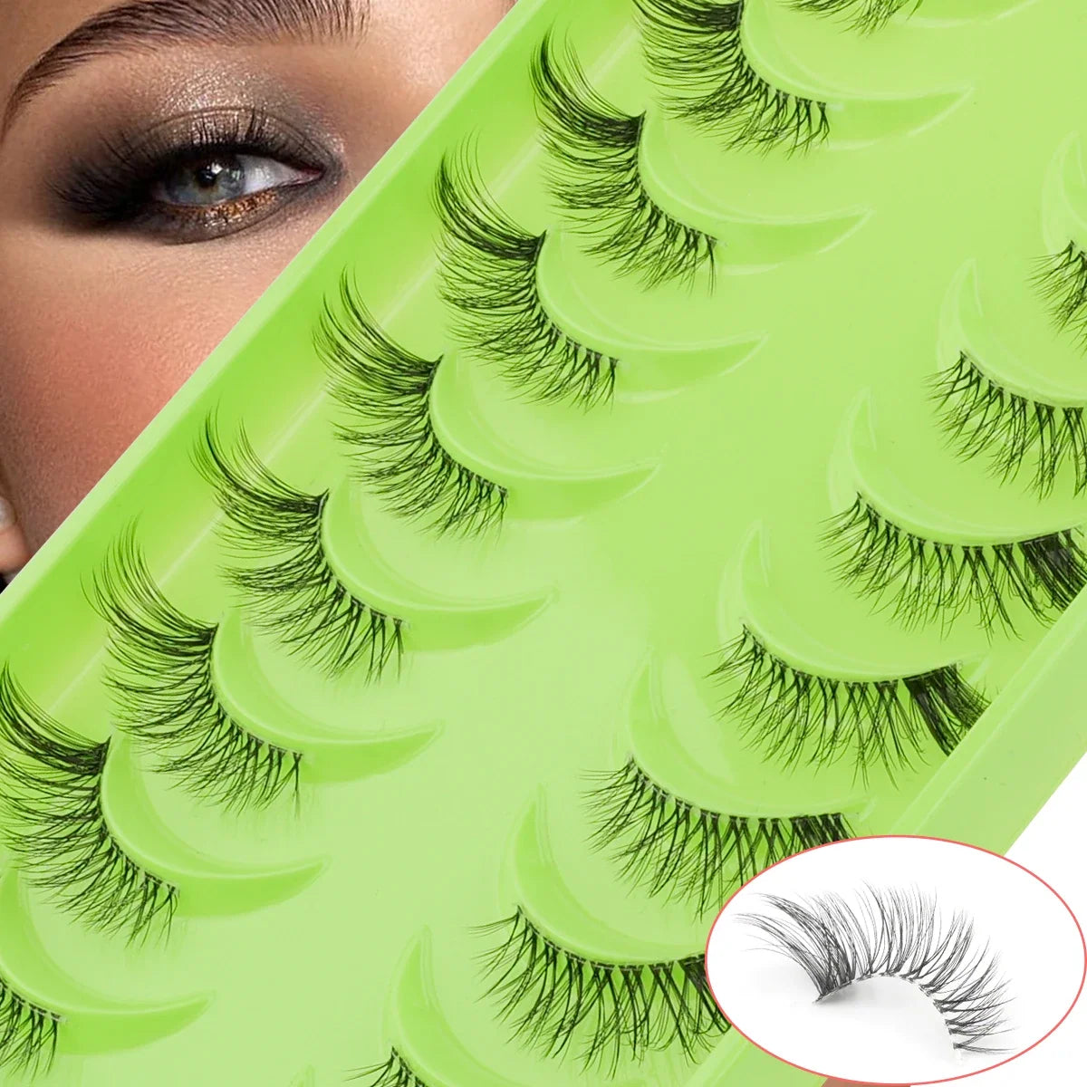 3/10 Pairs Half Lashes Makeup Natural Long Cat Eye Lashes Dramatic False Eyelashes