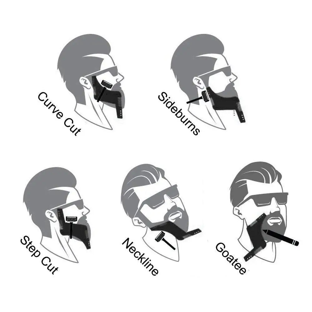 Beard Styling Shaping Template Comb Barber Tool Symmetry Trimming Shaper Stencil Beard Hair Brush Stencil Salon Styling Tools