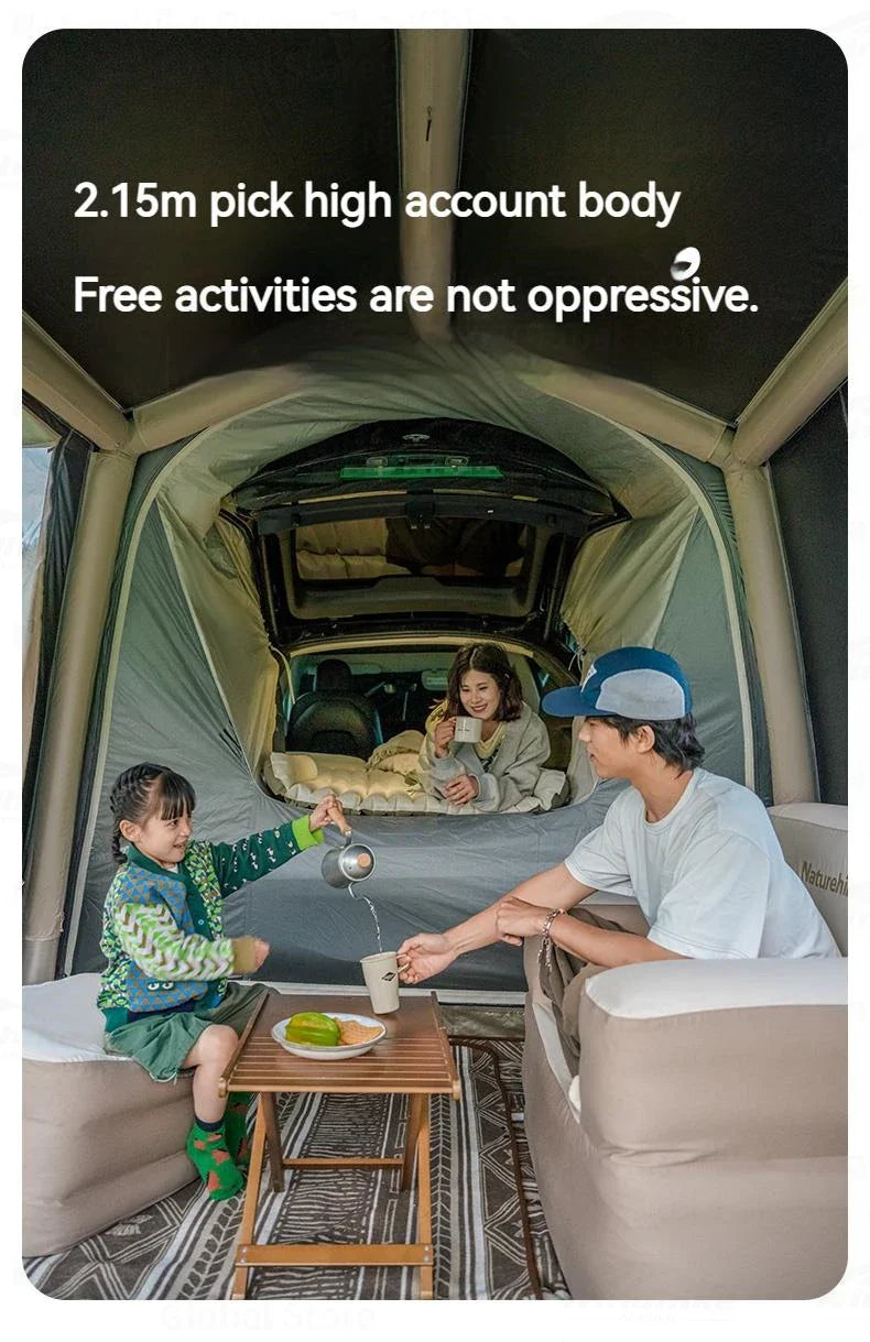 Naturehike AIR 7.0 Inflatable Car Tail Tent Portable SUV MPV Side Tunnel Tent Sunshade Waterproof Beach Car Rear Tent Camping Outdoor 35㎡ With Canopy
