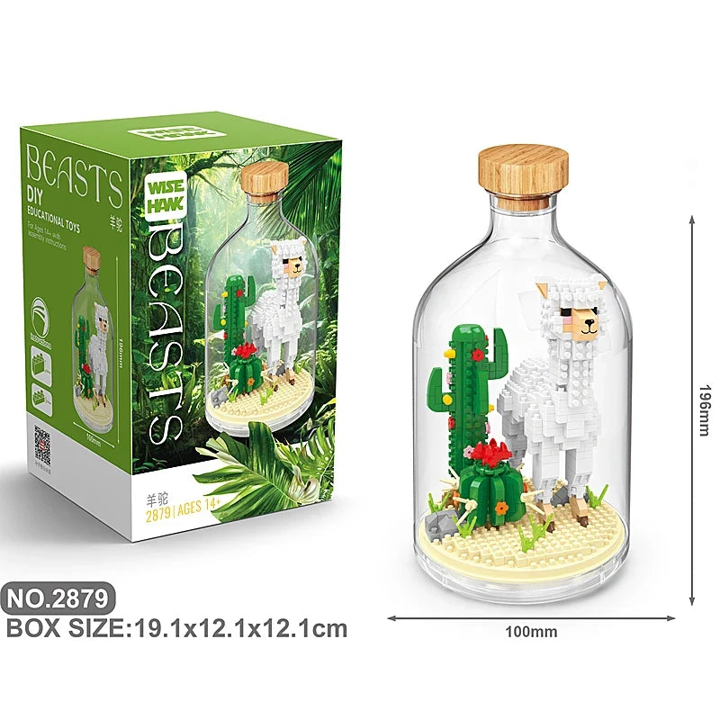 Creative Children's Building Blocks Set - Flamingo & Seahorse Educational Toys in Bottled Design