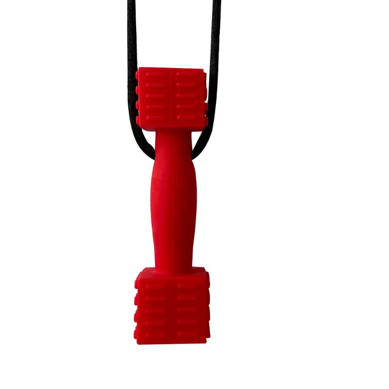 Single or 6 Pack Silicone Chew Necklaces for Kids - Dumbbell Shape Sensory Oral Motor Tools