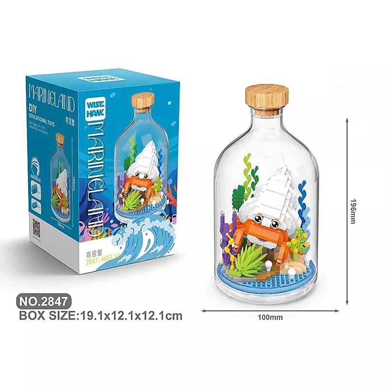 Creative Children's Building Blocks Set - Flamingo & Seahorse Educational Toys in Bottled Design