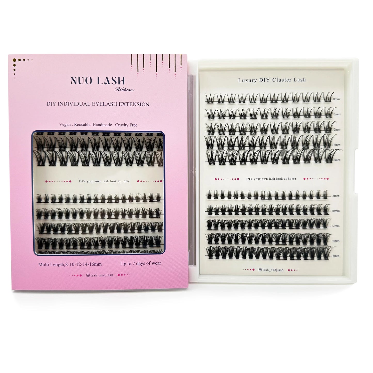 NUO Makeup Luxury DIY Cluster Lash Extension Glue-Based Percut Eyelash Segment Individual Lashes 3D Ribbon Lashes Private Label