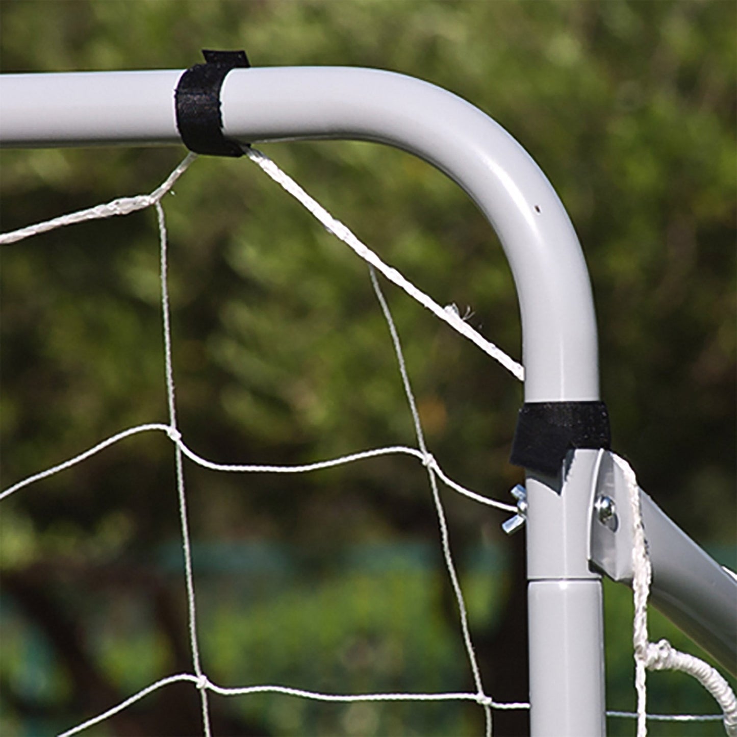 12x6ft Steel Soccer Goal w/ Net, Straps, and Anchors - White