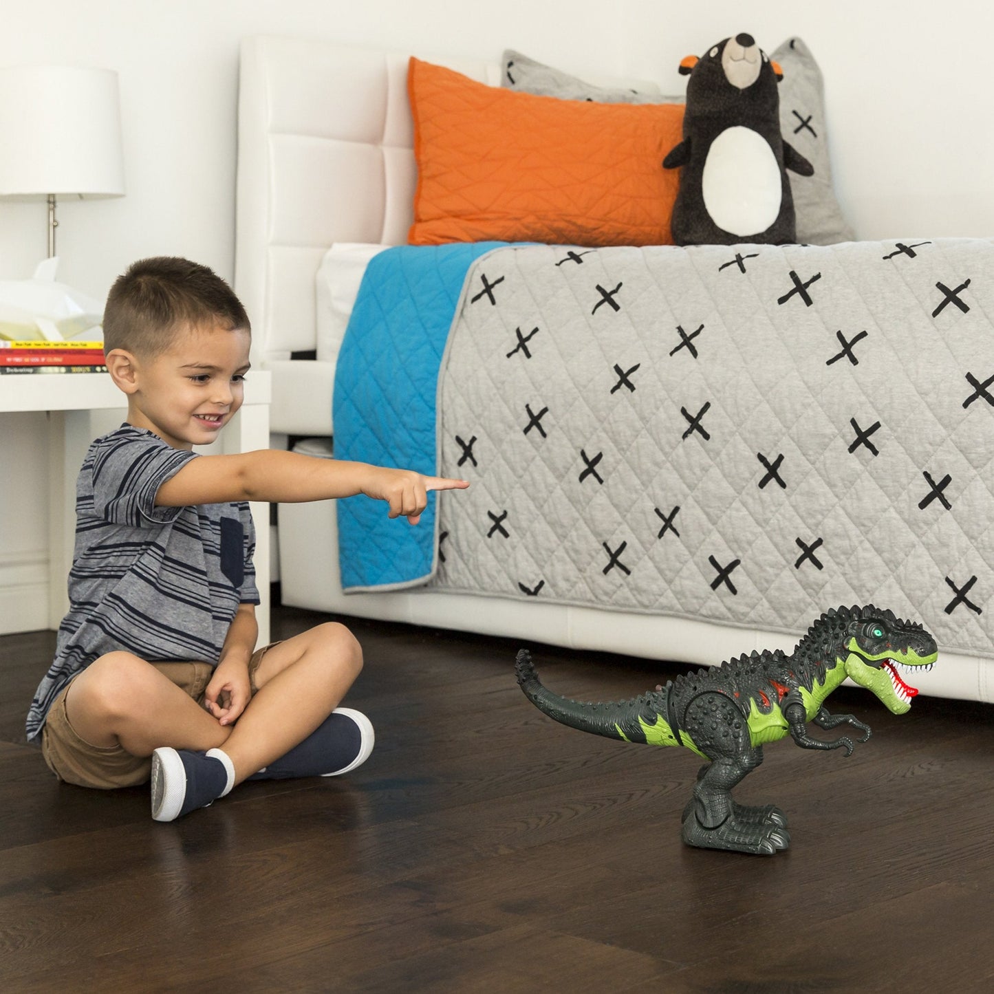 Kids Walking Tyrannosaurus Rex Jurassic Dinosaur Toy w/ Lights, Sound