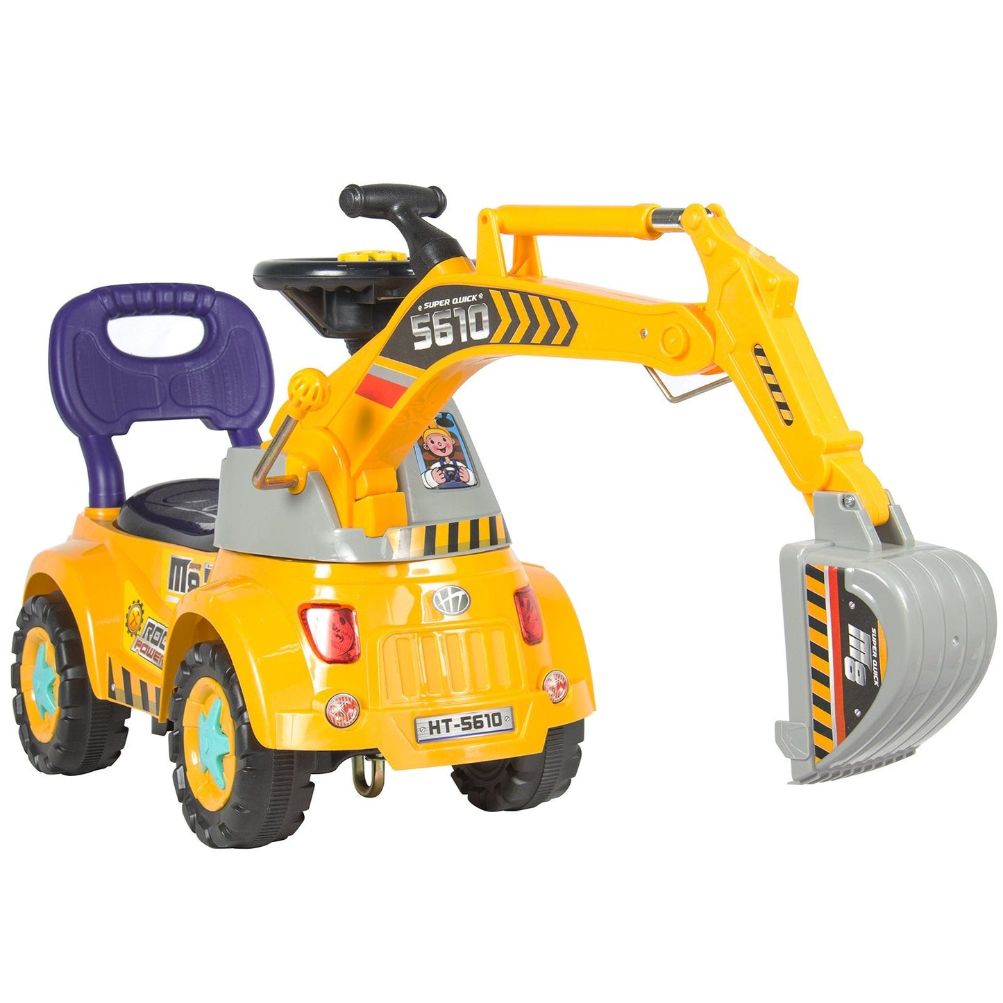 Kids Excavator Construction Ride-On Truck w/ Gardening Set