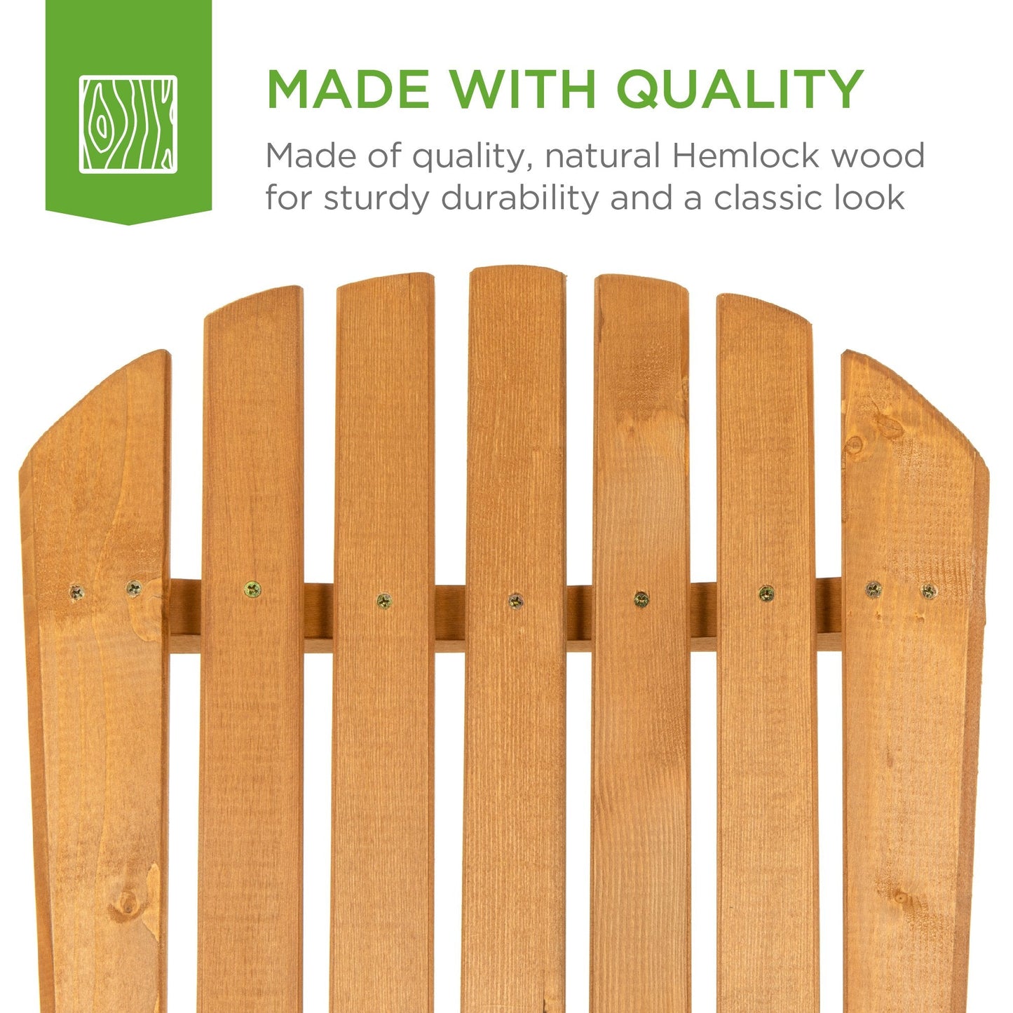 Folding Wood Adirondack Chair Accent Furniture w/ Natural Finish - Brown