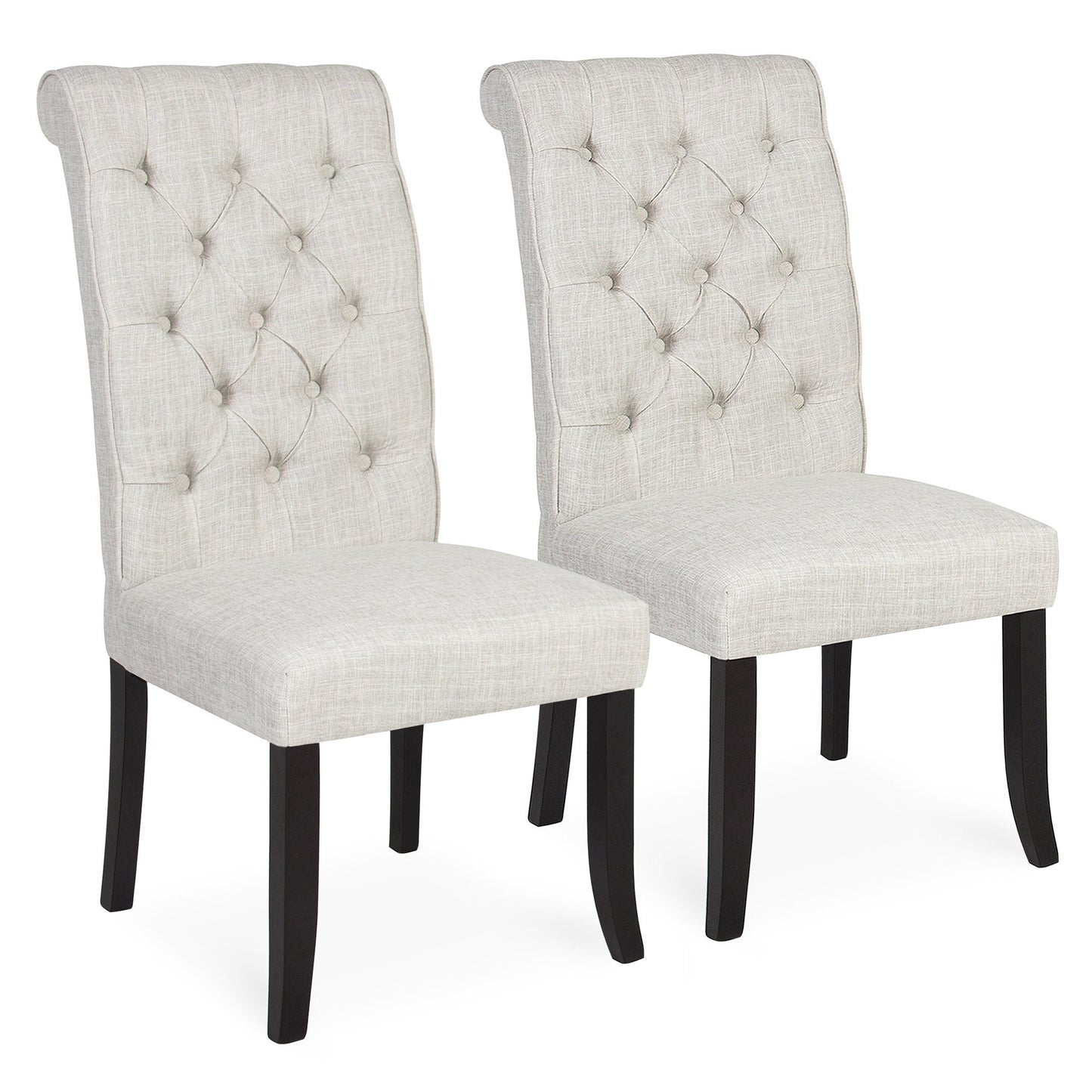 Set of 2 Tufted Parsons Dining Chairs - White