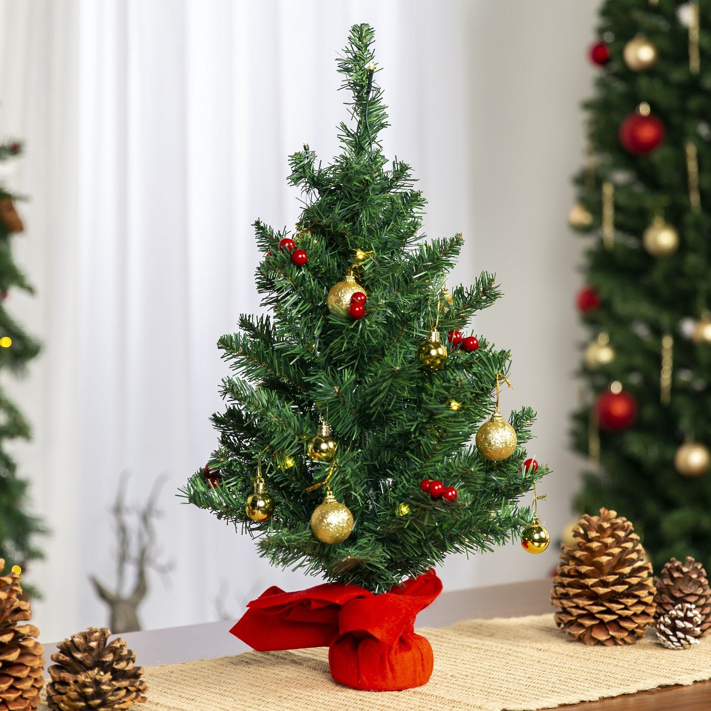 22in Tabletop Christmas Tree w/ Lights, Berries, Ornaments