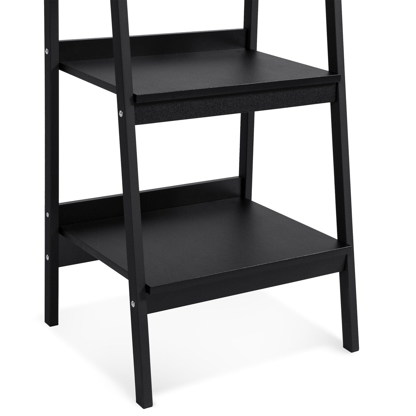 Set of 2 Wooden 4-Shelf Open Ladder Bookcase Displays w/ Metal Framing