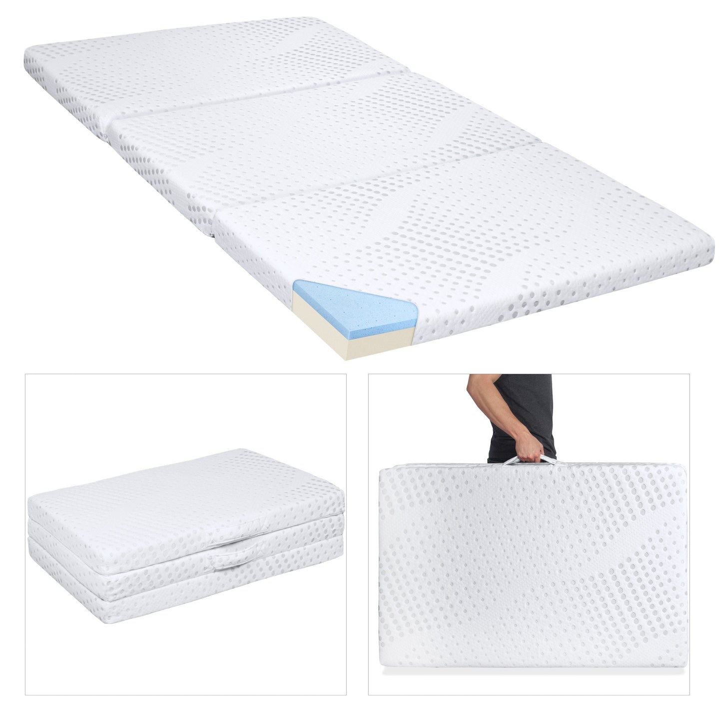 3in Full Size Folding Memory Foam Mattress Topper