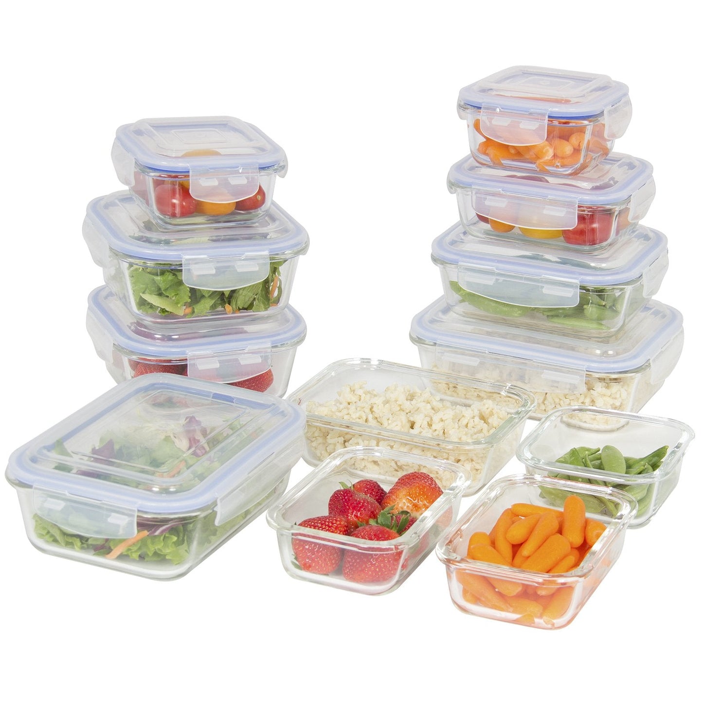 24-Piece BPA-Free Glass Food Container Set w/ 5 Sizes - Clear