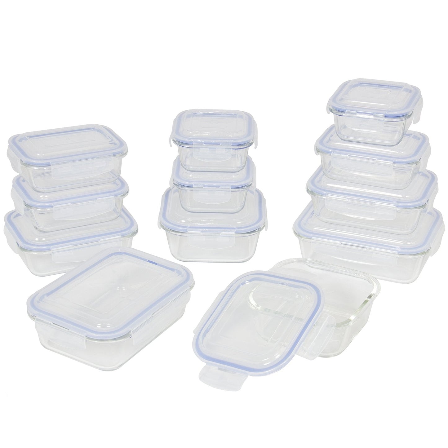 24-Piece BPA-Free Glass Food Container Set w/ 5 Sizes - Clear