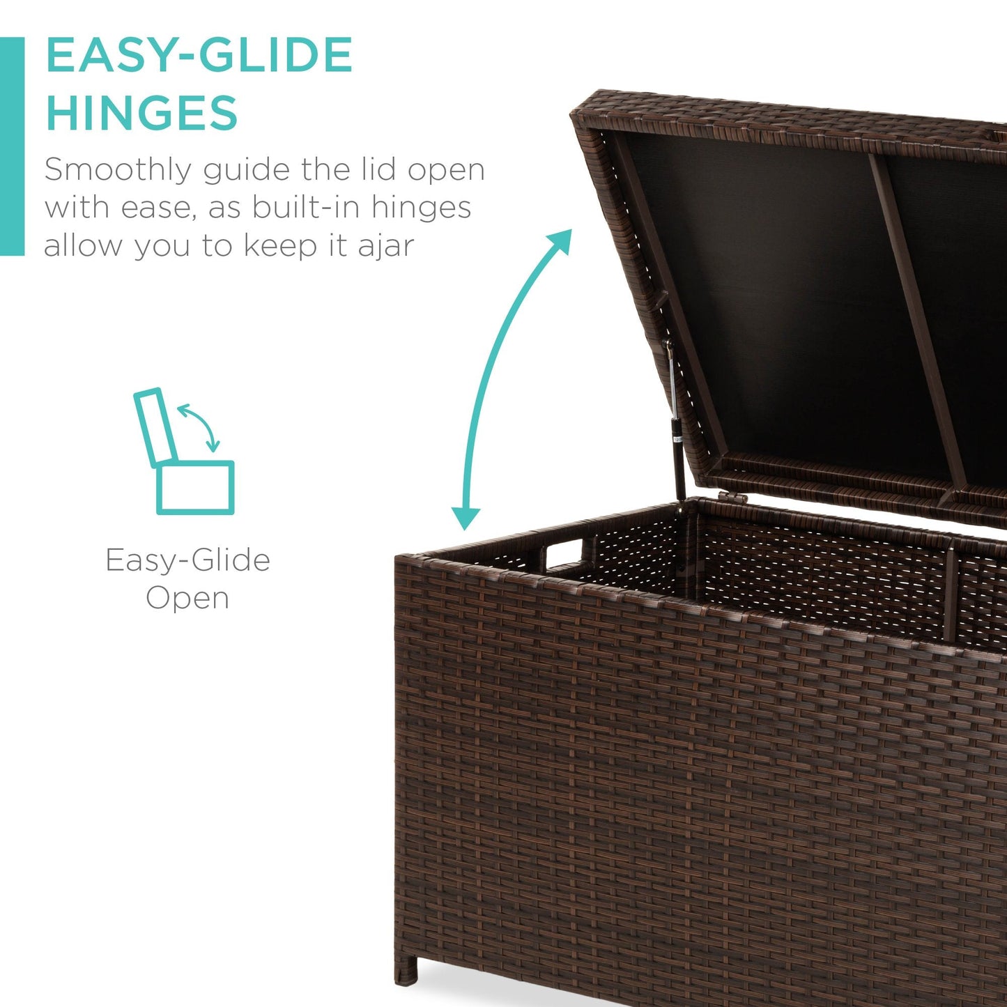 Indoor/Outdoor Wicker Storage Box w/ Steel Frame, Lift-Up Top - 136 Gallons