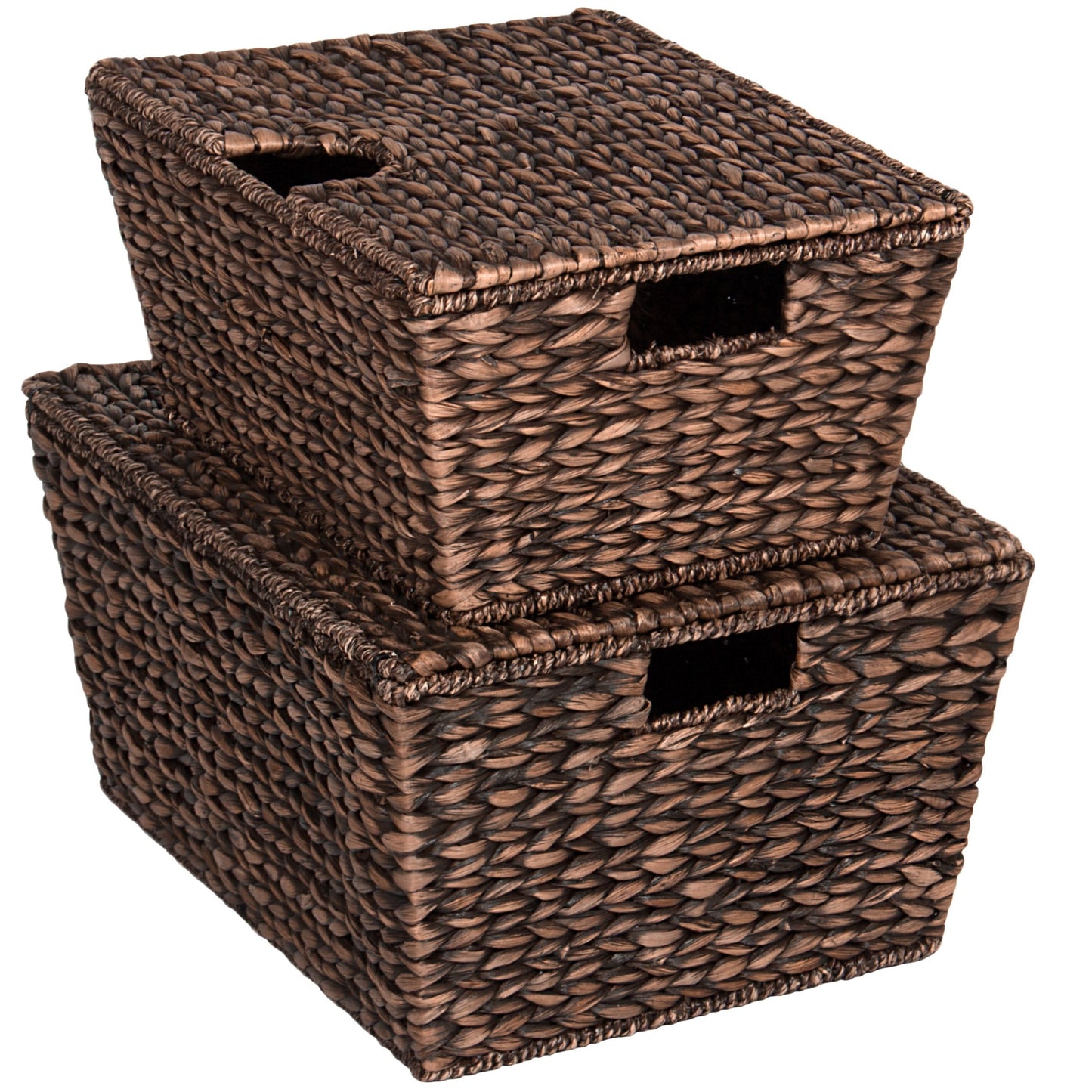 Set of 2 Woven Water Hyacinth Baskets