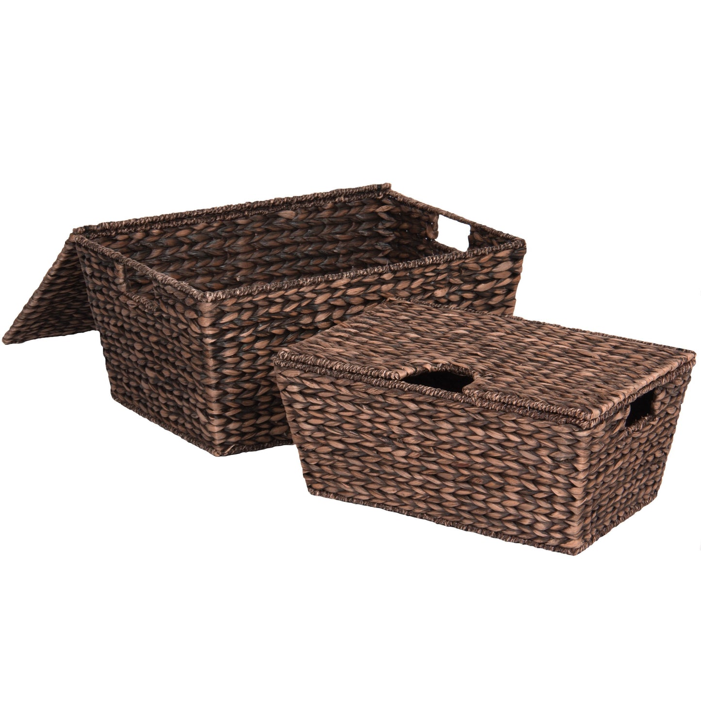 Set of 2 Woven Water Hyacinth Baskets
