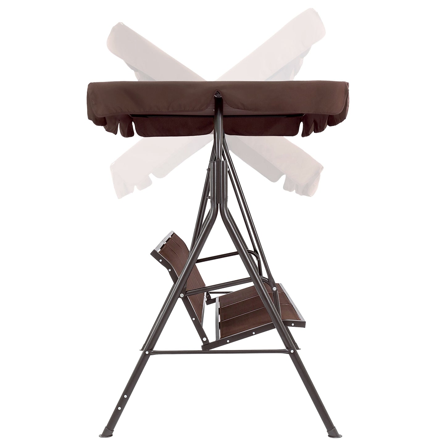 3-Seater Double Outdoor Canopy Swing Chair Bench w/ Mesh Seats