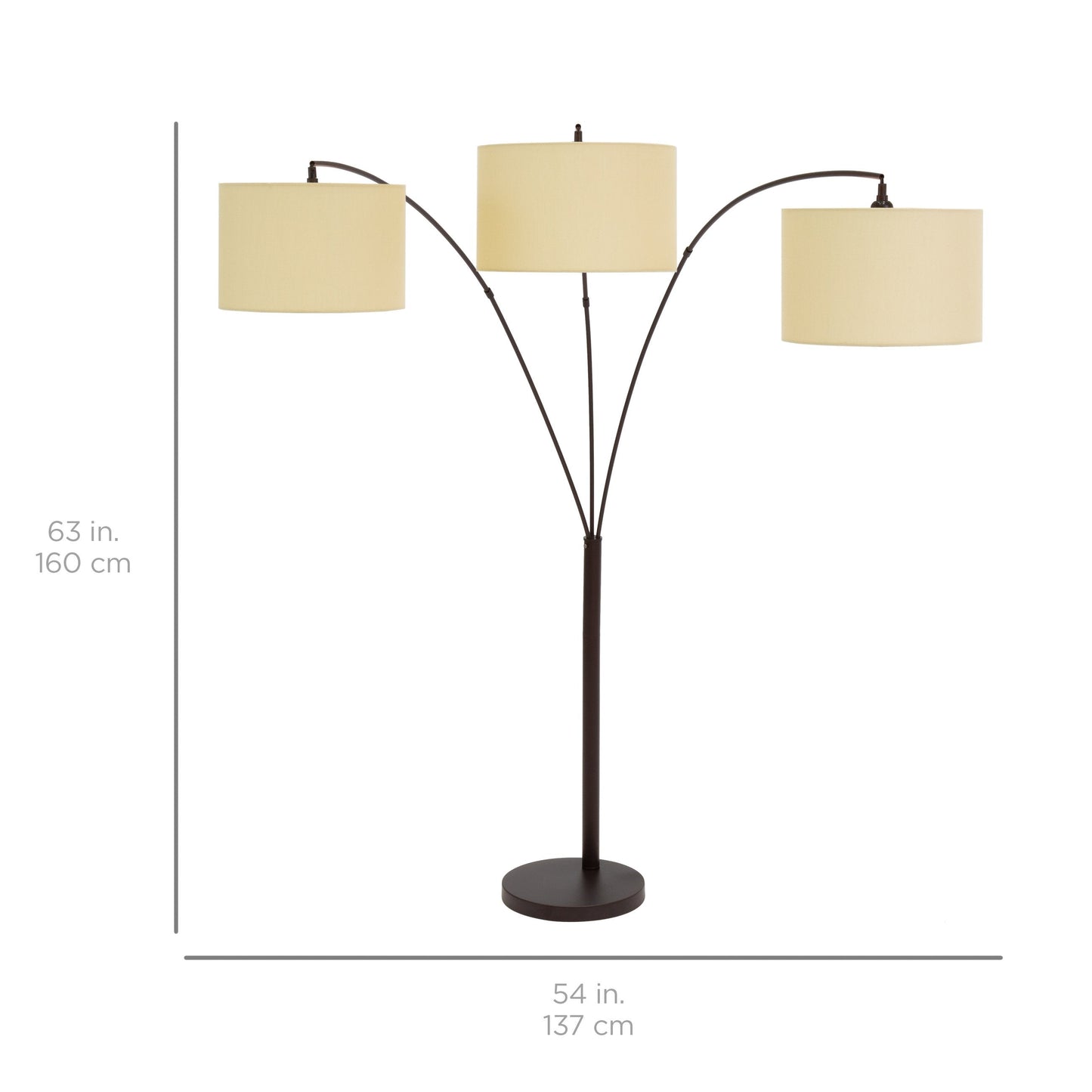 70in 3-Light Arc Floor Lamp w/ Infinite Dimming - Bronze