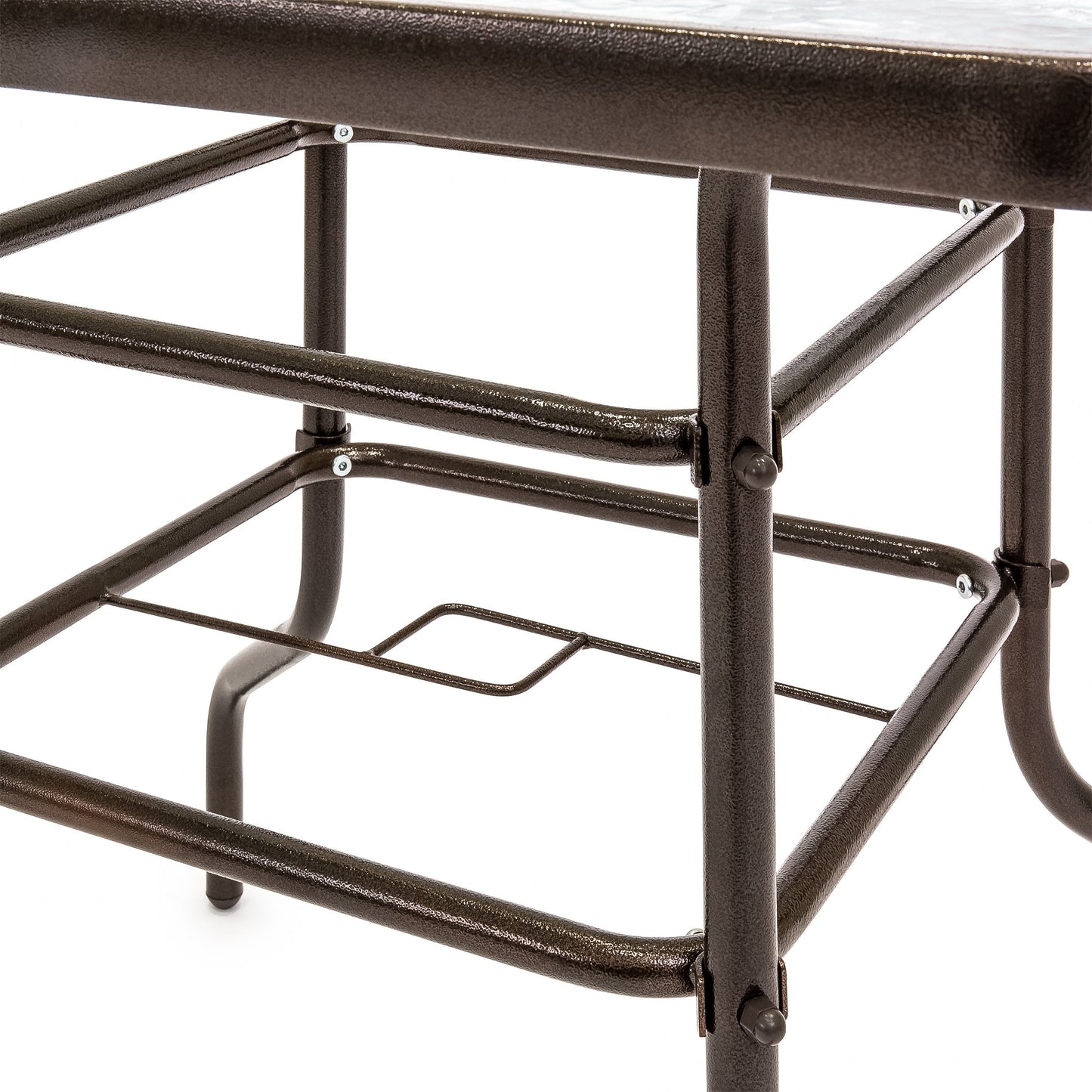 32in Square Tempered Glass  Patio Dining Bistro Table w/ Umbrella Hole