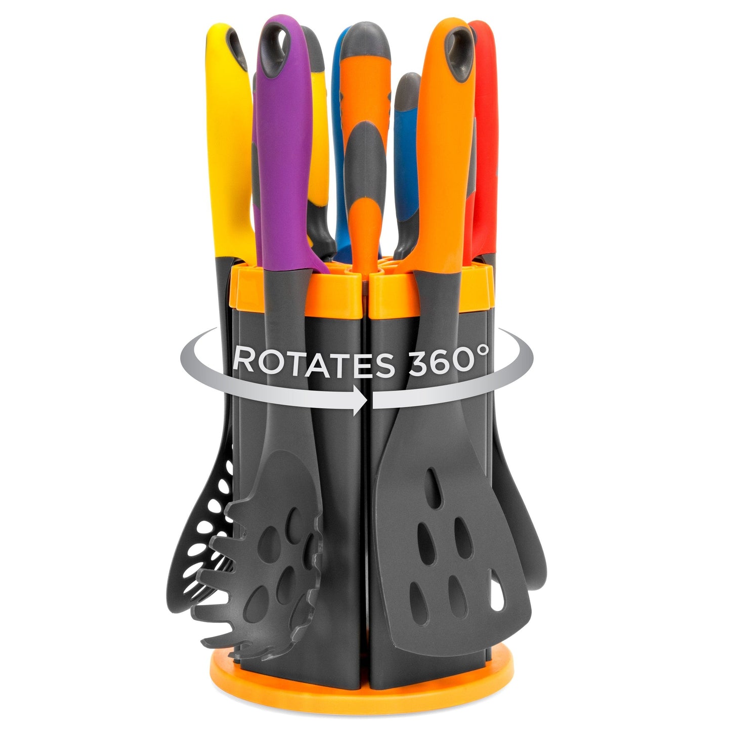 11-Piece Knife Utensil Set w/ Rotating Stand, Heat-Resistant Heads - Multi